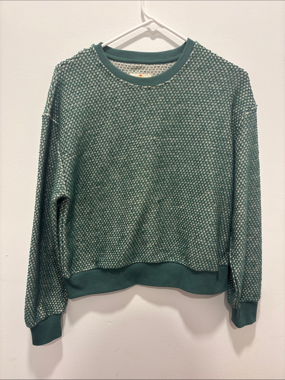 Marine layer women’s Medium Textured Green Women's Crewneck Sweater